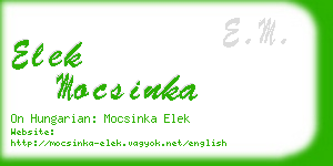 elek mocsinka business card